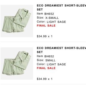 Jcrew eco dreamiest sage green short sleeve pj set